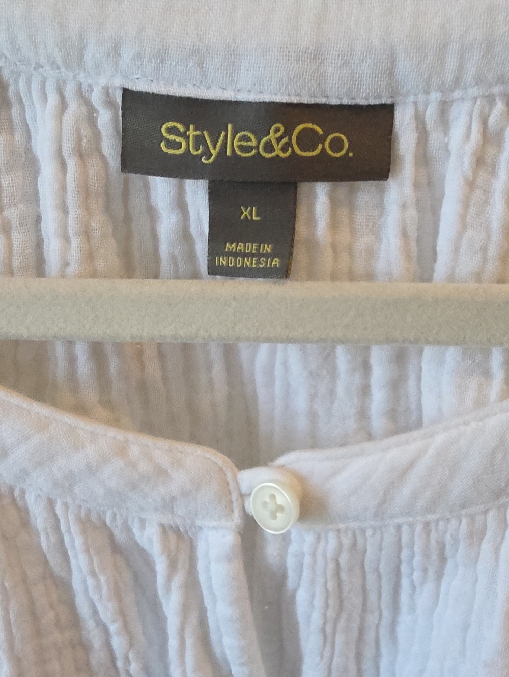 Style & Co Cotton Gauze Short Flutter Sleeve Top White XL NWT - Picture 5 of 14